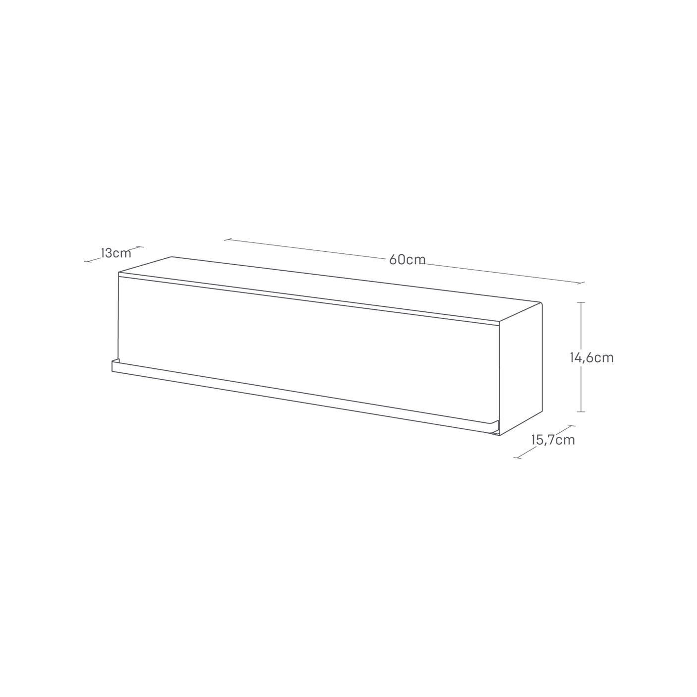 Detaljbilde av hvit oppbevaringsboks på glatt vegg.