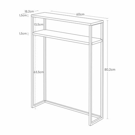Konsollbord sort med hylle 60 x 80,2 cm - Lindas Dekor