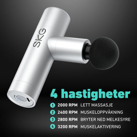 Massasjepistol med moderne design og kraftige vibrasjoner.