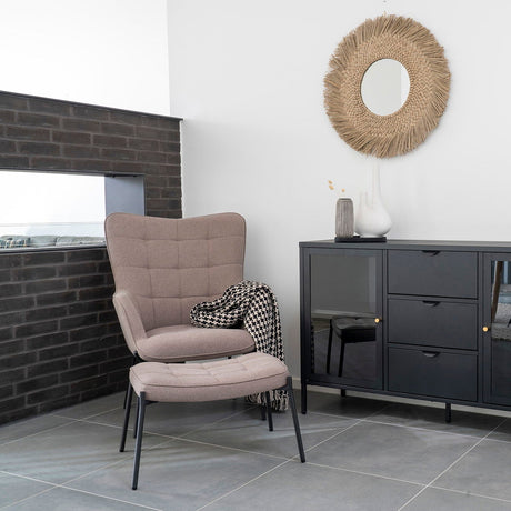 Detaljbilde av polstring og sømmer på Glasgow loungestol