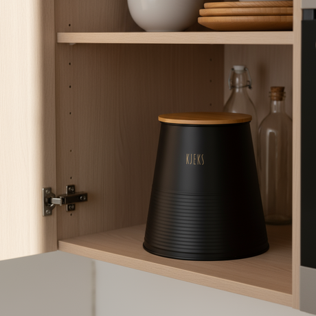 Kvadratisk produktbilde av oppbevaringsboks med bambuslokk 17,5 cm