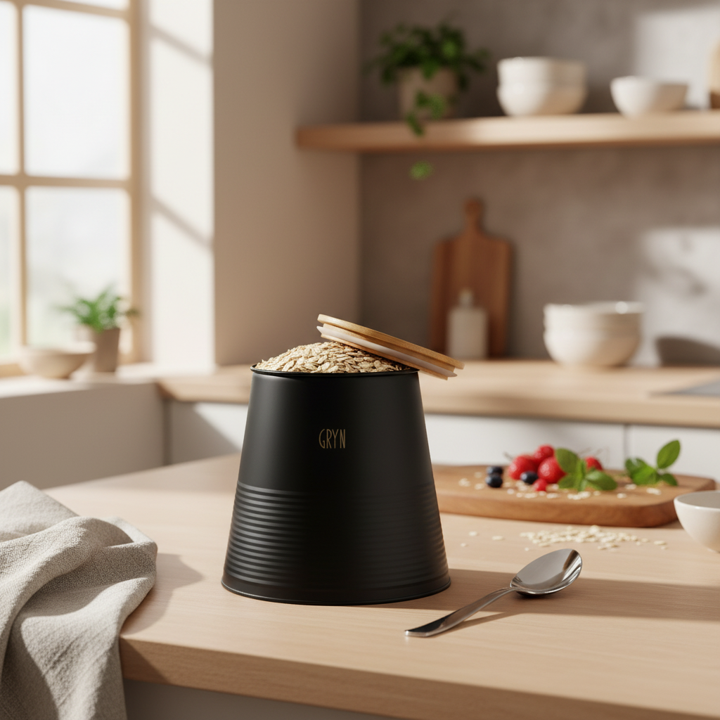 Oppbevaringsboks til gryn med skje 17,5 cm