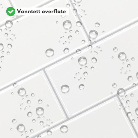 Nærbilde av subway hvit veggfliser med vanntett overflate som tåler fukt.