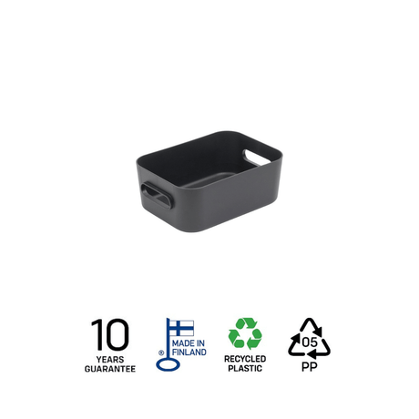 SmartStore Comfort S oppbevaringskurv i koksgrå resirkulert plast, produsert i Finland med 10 års garanti