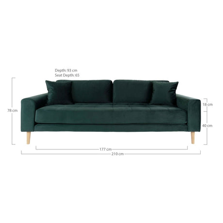 Lido 3 seters sofa mørkegrønn - Lindas Dekor