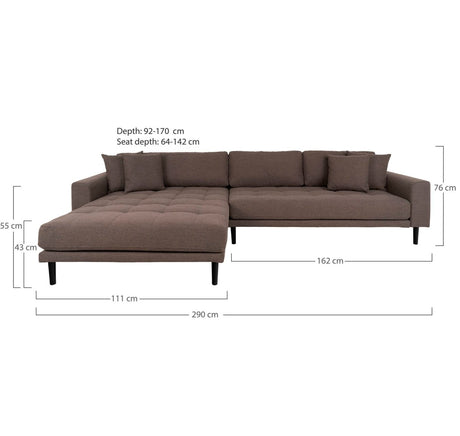 Lido Lounge sofa brun, venstrevendt - Lindas Dekor