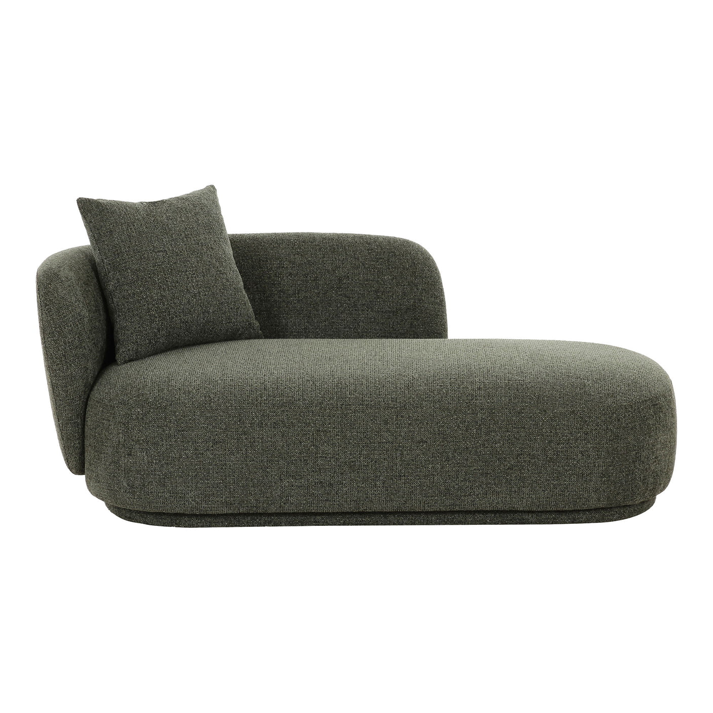 Mykonos Daybed i grønn tekstil med pute – moderne lounge design.