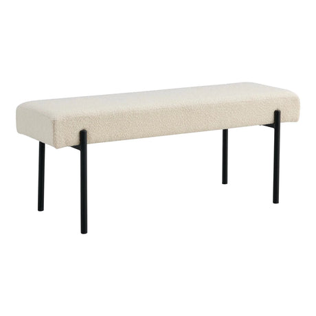 Swindon benk bouclé hvit 100 cm - Lindas Dekor