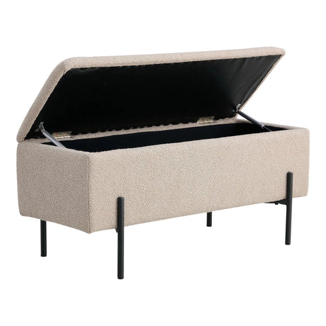 Watford benk med oppbevaring bouclé beige 95 cm - Lindas Dekor