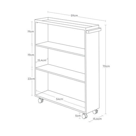 Oppbevaringsvogn med hjul hvit 59 x 70 cm - Lindas Dekor