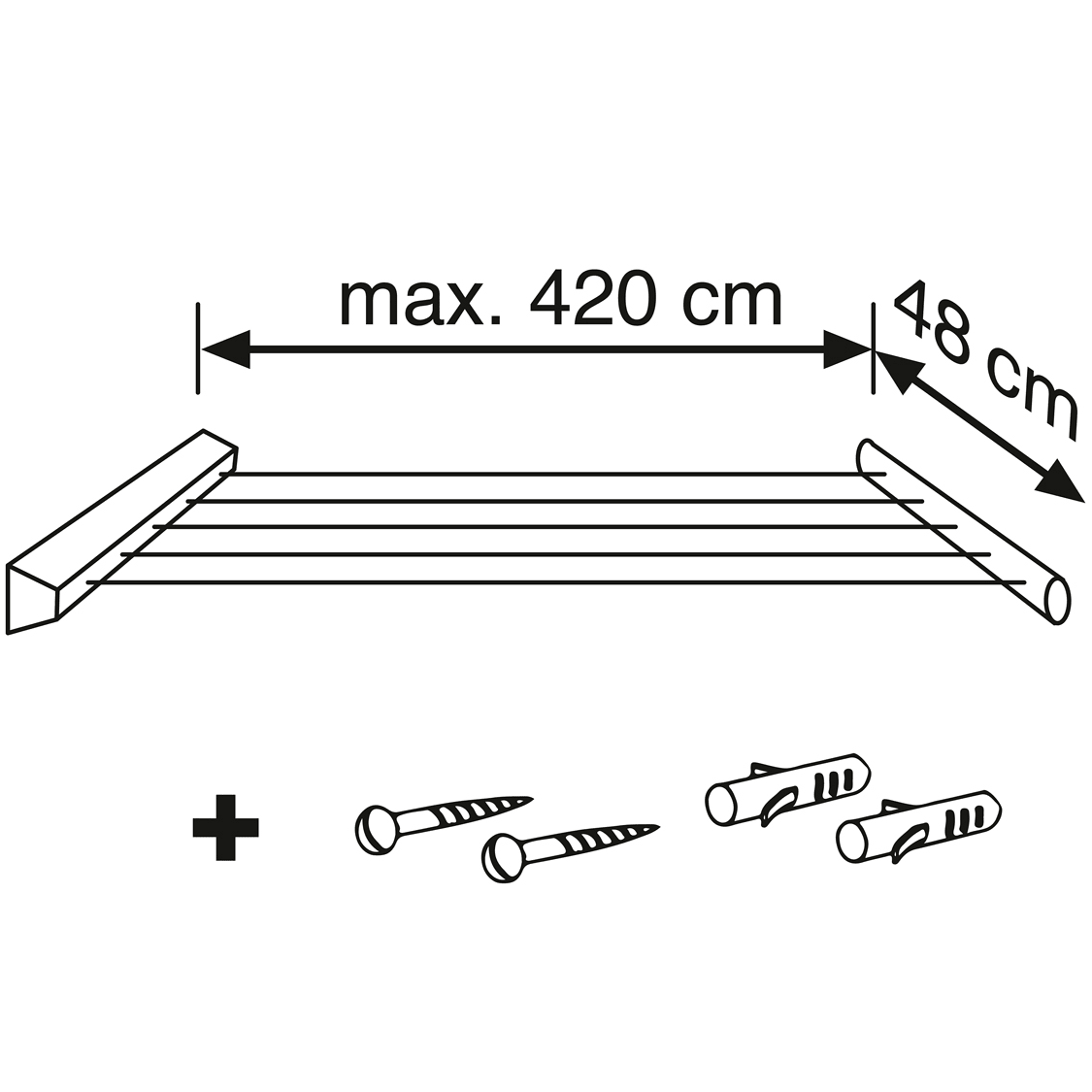 Veggmontert tørkestativ Rollfix 210 Longline - Lindas Dekor
