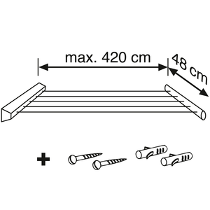 Veggmontert tørkestativ Rollfix 210 Longline - Lindas Dekor