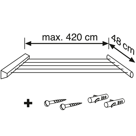 Veggmontert tørkestativ Rollfix 210 Longline - Lindas Dekor