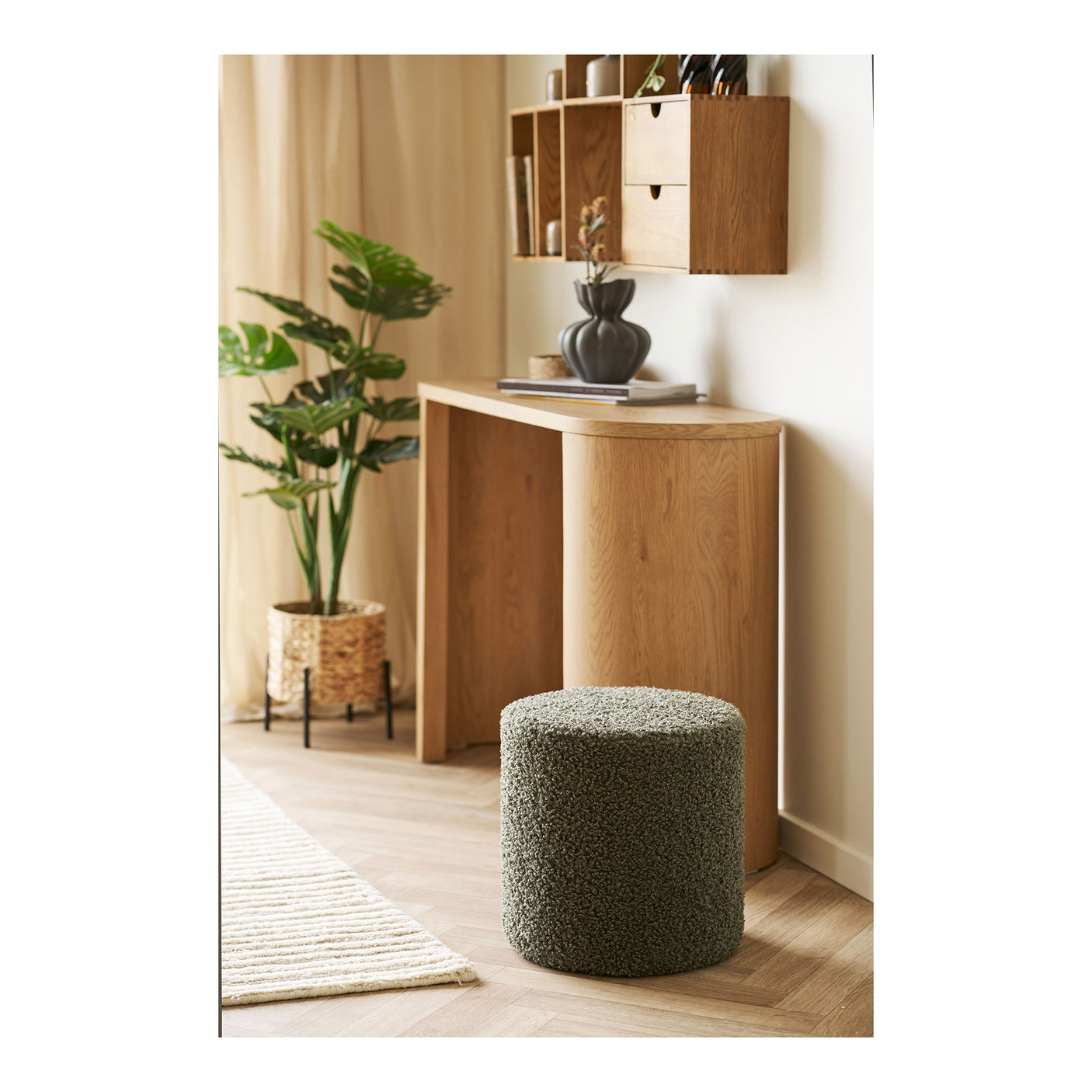 House Nordic Ejby puff teddy grønn ø34 cm