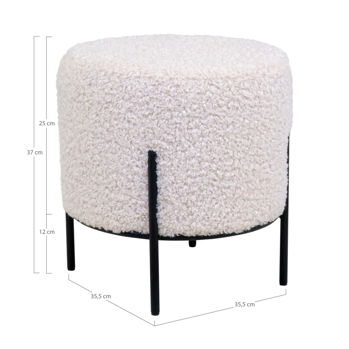 Alford puff hvit ø35 cm - Lindas Dekor