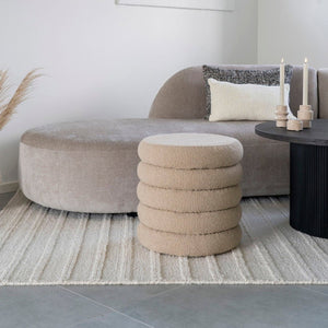 Brooklyn puff med lagring beige ø44 cm - Lindas Dekor