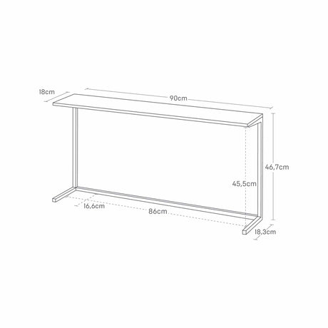 Teknisk tegning av kjøkkenhylle med mål