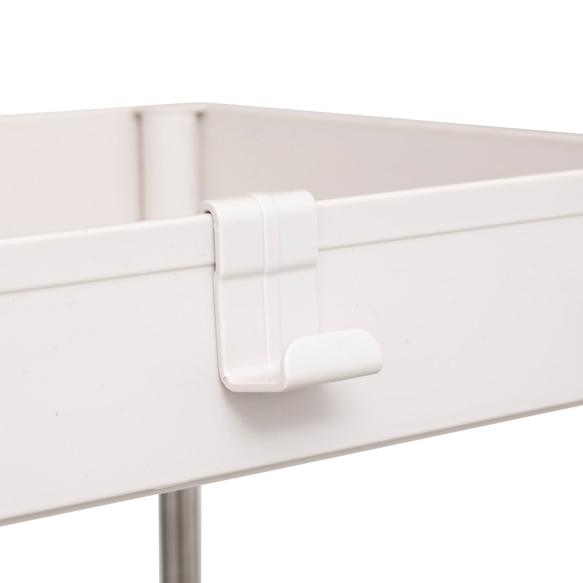Uttrekkbar skaporganiser 2 etasjer beige 34 cm, nærbilde av skinnen