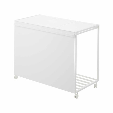 Hvitt avfallssorteringsstativ med hjul og lokk isolert produktbilde