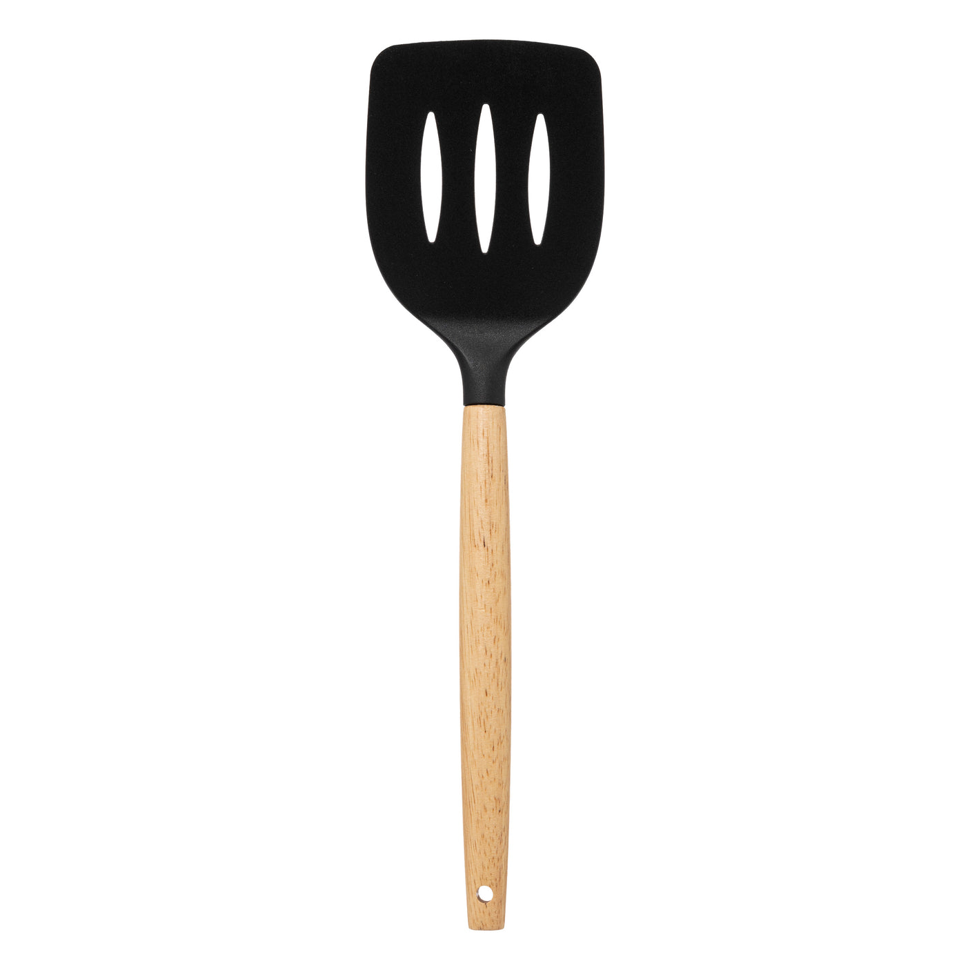 Stegspade med hul, sort hoved og treskaft.