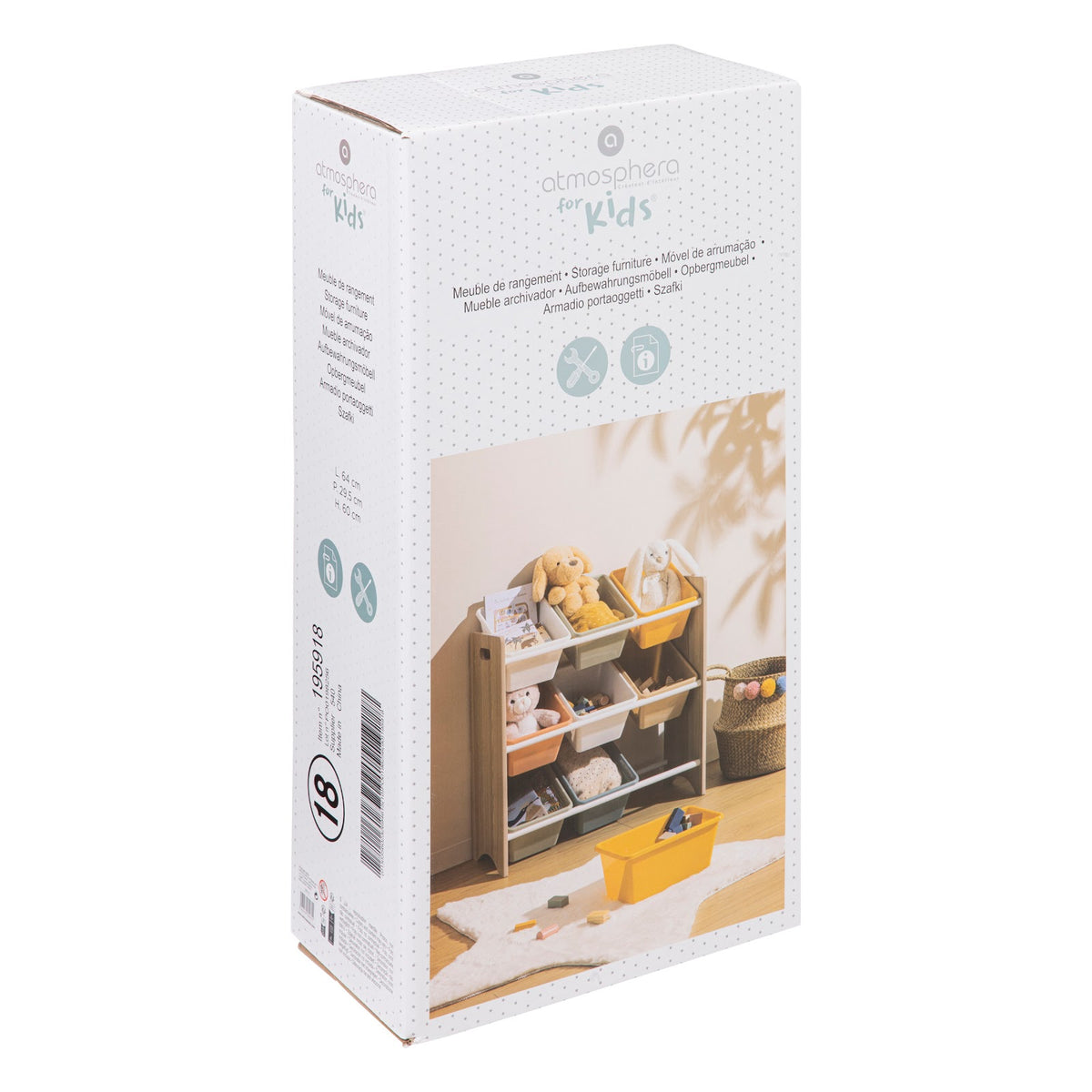 Atmosphera for Kids Bako oppbevaringsreol med 9 kurver i original emballasje