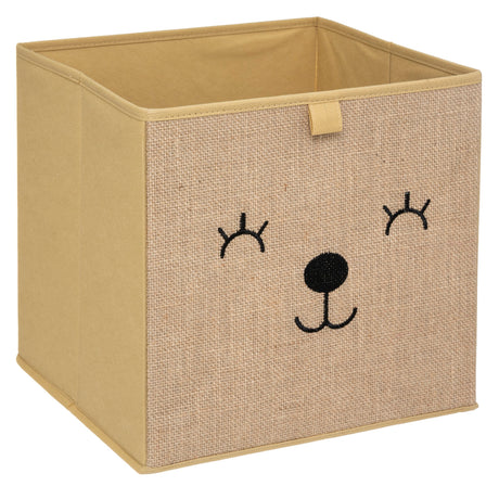 Oppbevaringsboks bamse brun 29 x 29 cm, boksen med bamseansikt