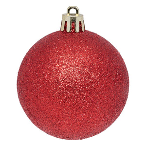 25-pk julekuler rød 6 cm, rød kule med glitter