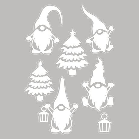 Julestickers pepperkake og nisse 2 design 28,5 x 40 cm, ark med nisser og juletrær