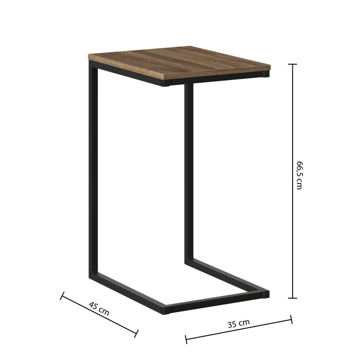 Sidebord Aliaj sort og beige, mål på sidebordet