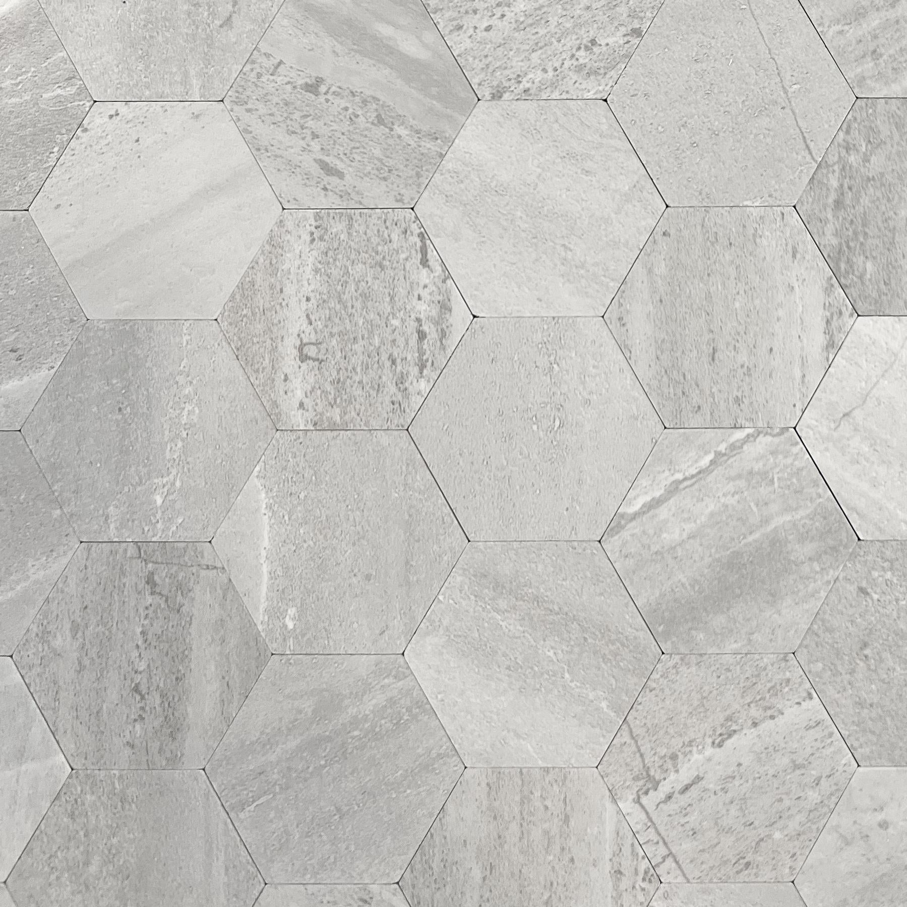Vareprøve: Hexagon lysegrå betong selvklebende veggfliser