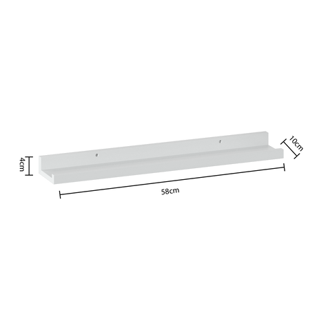 Bildehylle Fixy hvit 58 cm, mål på bildehyllen