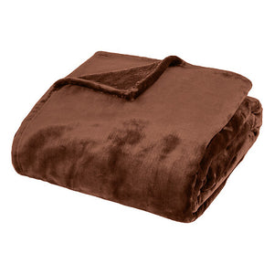 Mjukt flanellfilt i brun polyester 180 x 230 cm