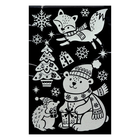 Julestickers med glitter og rhinsten 6 design 50 x 32 cm, nisse, snømann og juletre