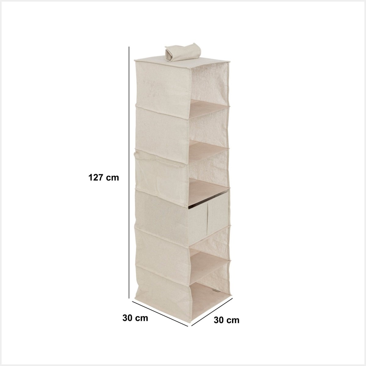 Hengende oppbevaring Dressy+ 6 rom beige, mål på oppbevaringen