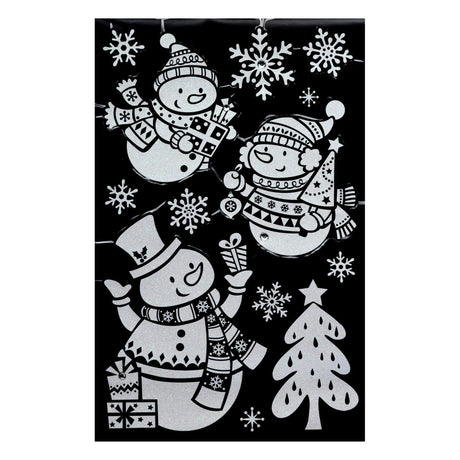 Julestickers med glitter og rhinsten 6 design 50 x 32 cm, snømenn
