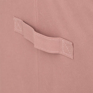 Oppbevaringsboks hjort i fløyel rosa 29 x 29 cm, boksen sett fra siden med håndtak