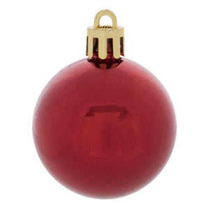 35-pk julekuler granatrød 2,9 cm, blank kule med dyp rødfarge