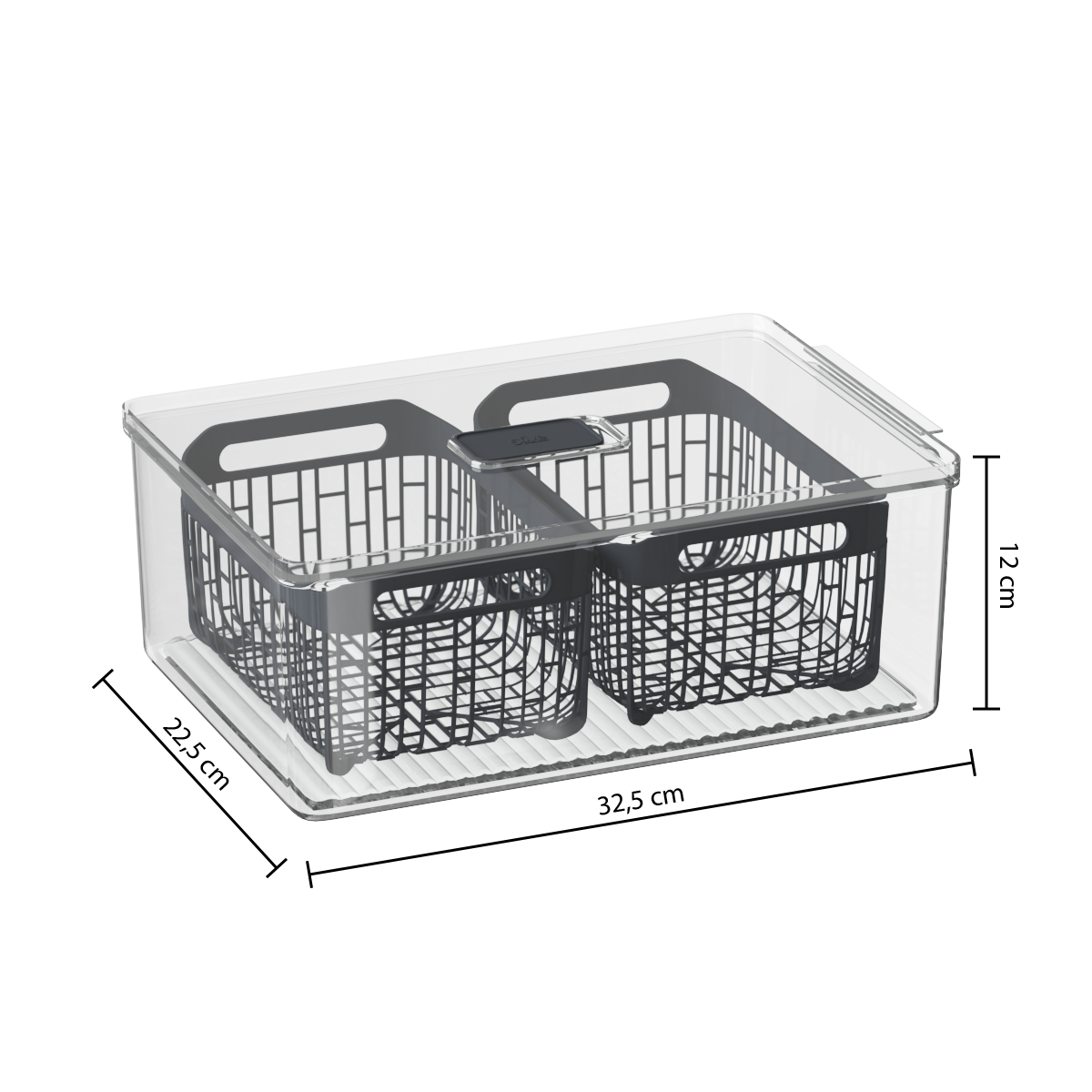 Kjøleskapsboks Tidy Fridge 32,5 x 22,5 cm, mål på boksen