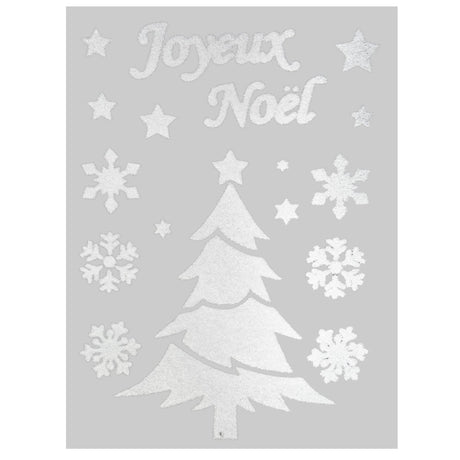 Julestickers nisse, snømann og pingvin 4 design 29 x 40 cm, juletre med Joyeux Noël