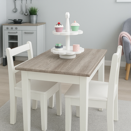 Eik kontaktplast på spisebord – realistisk tredesign med varmt, naturlig uttrykk
