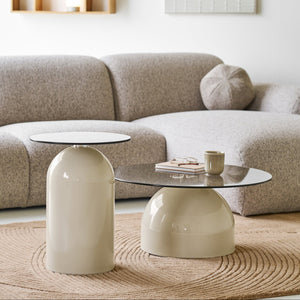 Ravello sofabord herdet glass grå/beige ø70 cm