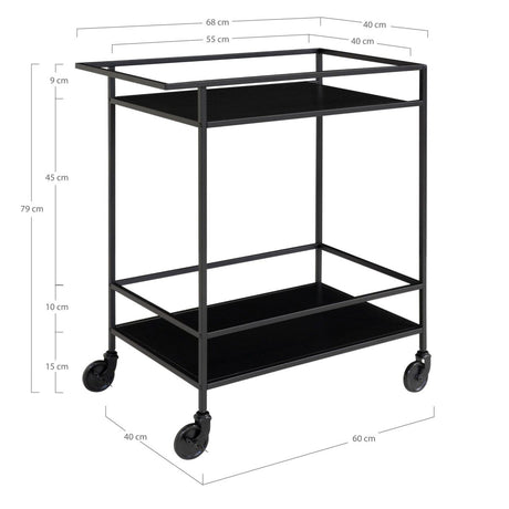 Vita barvogn 68 x 40 x 79 cm, sort metall - Lindas Dekor