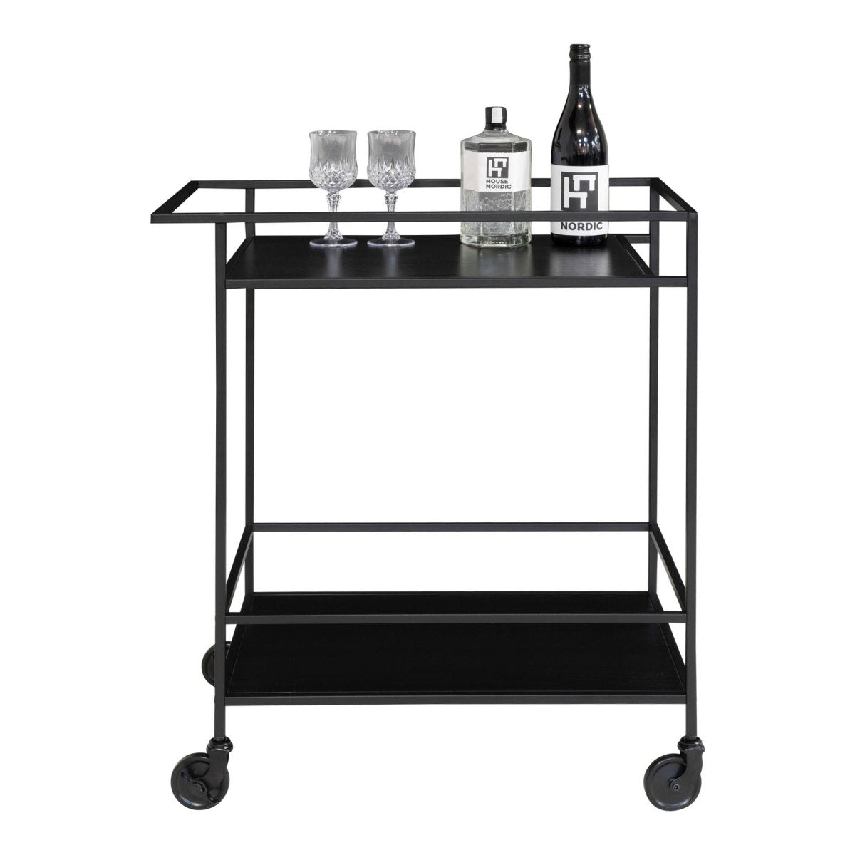 Vita barvogn 68 x 40 x 79 cm, sort metall - Lindas Dekor