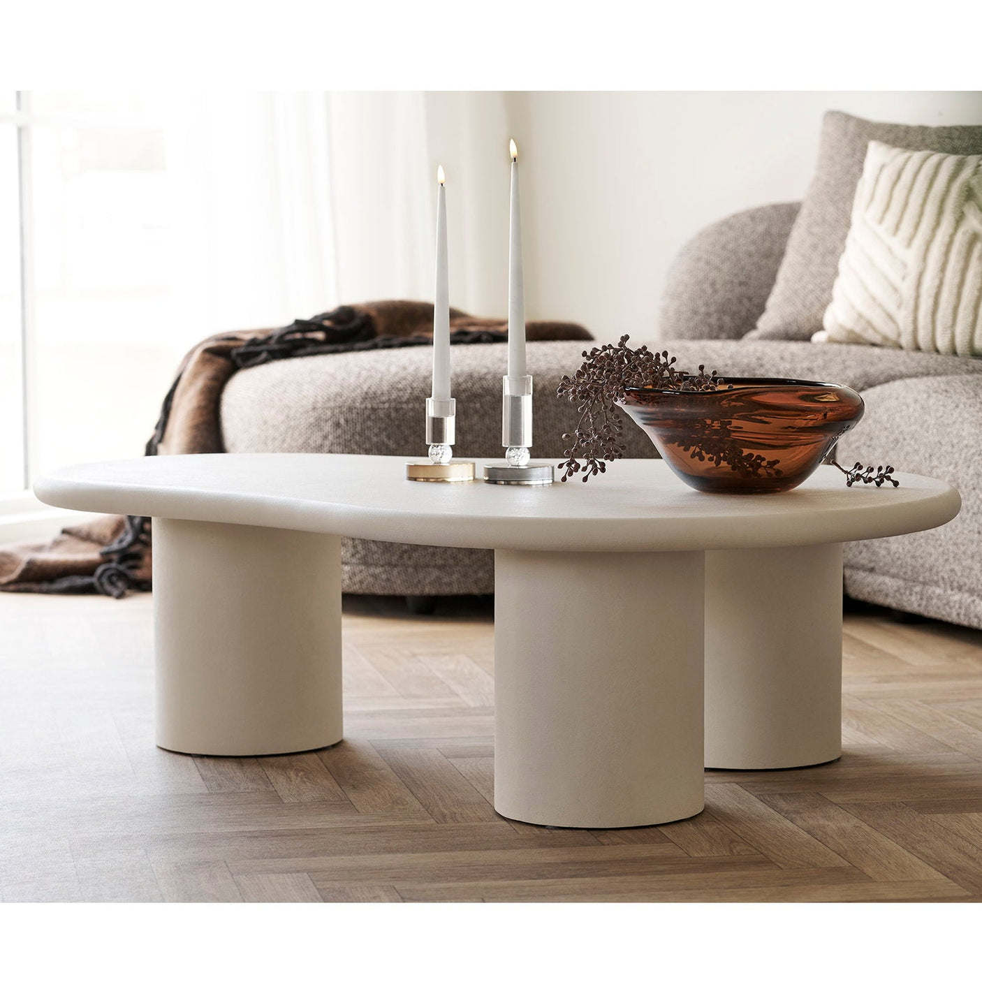 Palmera sofabord sement-look off-white 120 x 80 x 35 cm