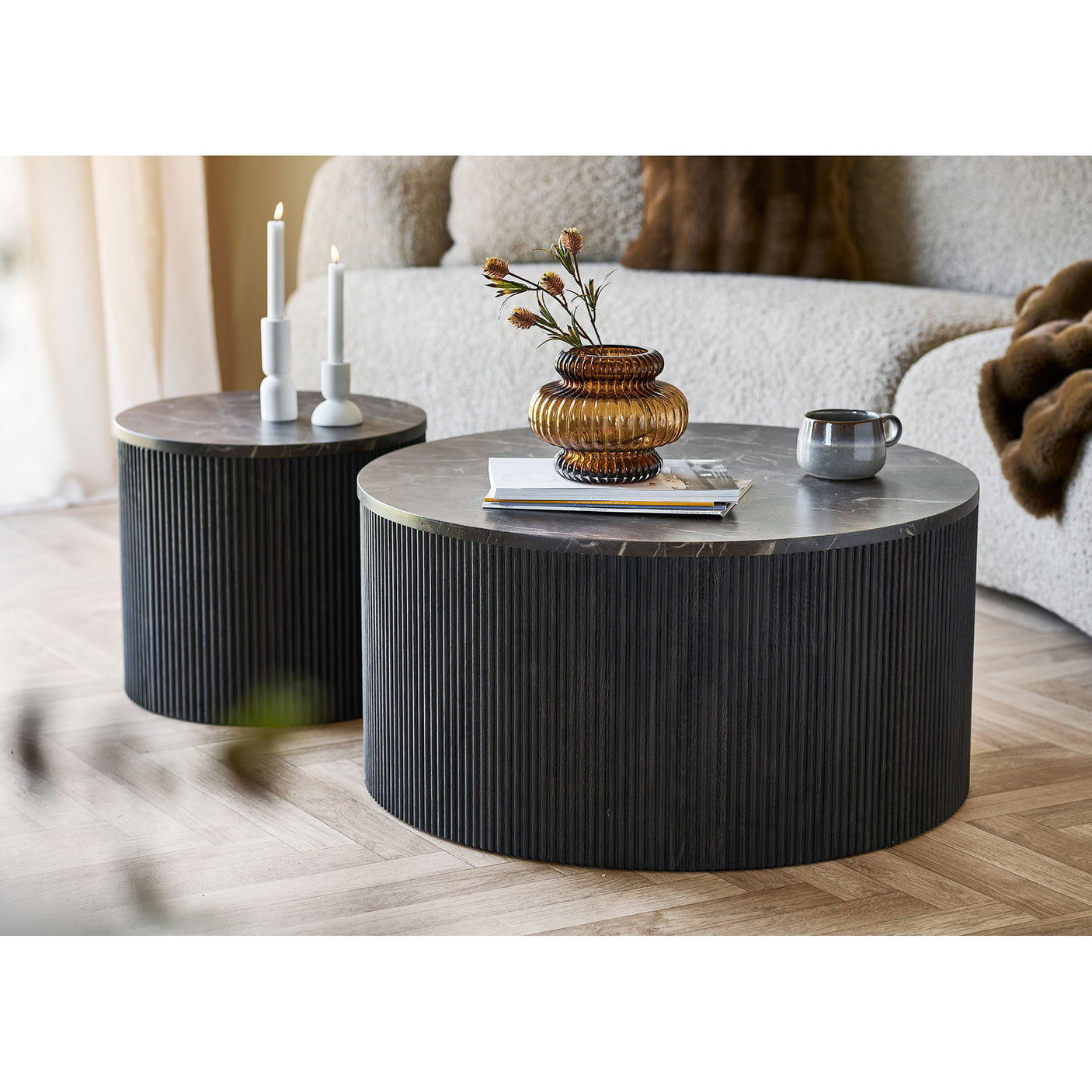 House Nordic Rota sofabord rund, mørk brun ø80 cm