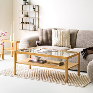 Lourmarin sofabord eik og herdet glass 110 x 60 x 45 cm