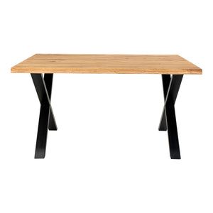 Toulon spisebord med naturfarget bordplate og sorte kryssbein