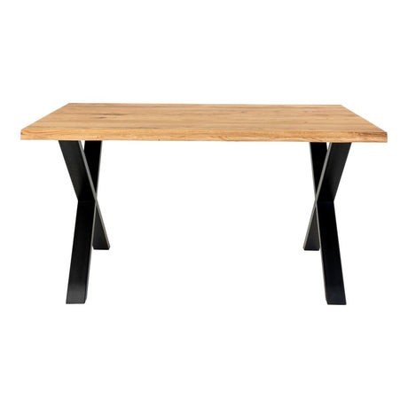 Toulon spisebord med naturfarget bordplate og sorte kryssbein