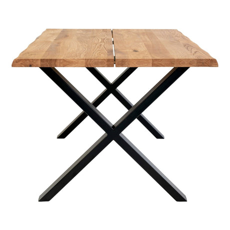 Kvadratisk produktfoto af naturlig egbord med stålunderstel