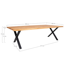 Kvadratiskt produktfoto av ljust långbord 300 cm i naturlig ek
